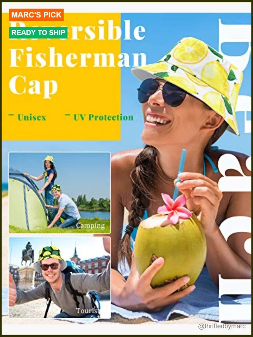 2 Pack Reversible Bucket Hat Unisex Cotton Sun Hat for Beach Travel Fishing